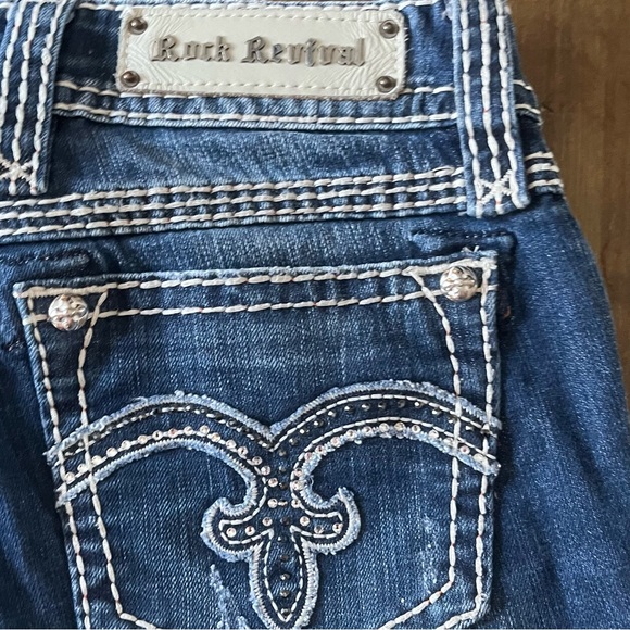 Rock Revival Alanis Boot Cut Woman’s Jeans Size 30 Denim Wash Embroidered - Picture 11 of 16